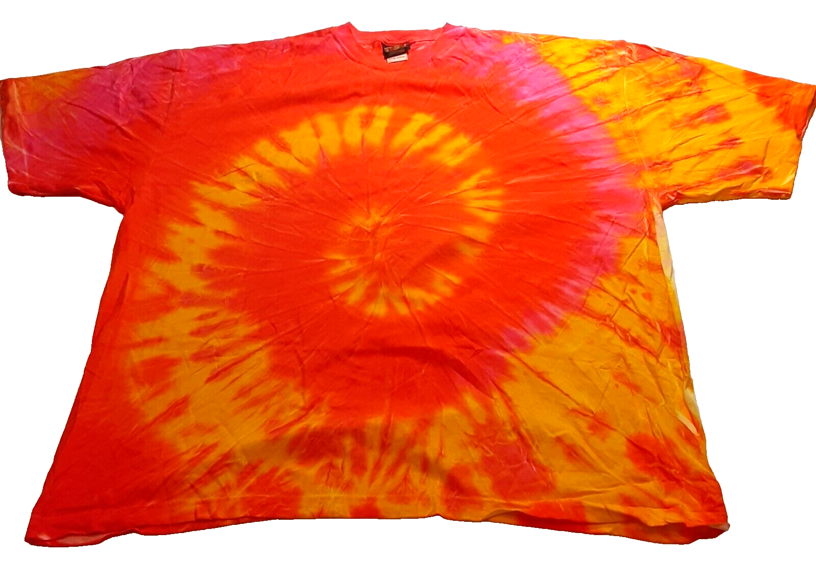 Camiseta Espiral Teñida Para Hombres XXXL Unisex Algodón Pesado Manga Corta Naranja Amarillo