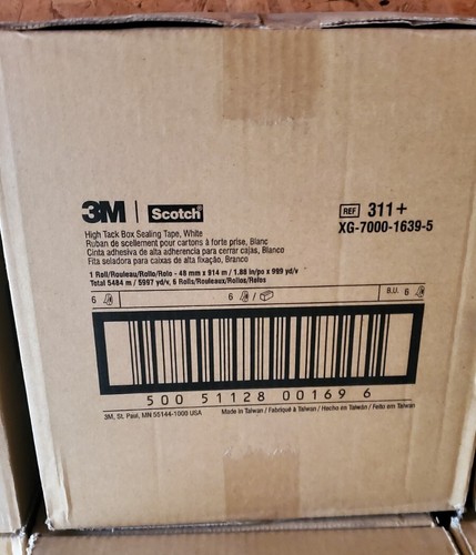 Case 6 Rolls Scotch 3M 311+ High Tack Box Sealing Tape White 2" x 1,000 Yds 311 - 第 3/3 張圖片