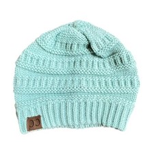 Unisex C.C. Textured Winter Beanie Warm Hat Cap Acrylic - Mint Green