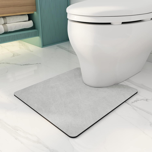 -Bathroom Toilet Rug Mat U Shaped-Absorbent Non Slip Grey Bathroom Rugs Mats-Eas
