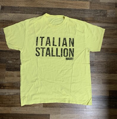 Rocky Balboa Italian Stallion Men s Yellow Tee Shirt Size Large