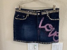 Express Stretch Jean Skirt with Metal Trim Size 7