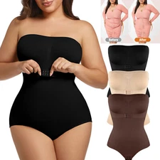 UK Women Strapless Shapewear Bodysuit Tummy Control Slimming Tube Top PLUS SIZE 