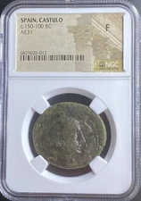 NGC Graded Walking Sphinx 150BC-100BC Ancient Celtic Iberian Coin Castulo Rare