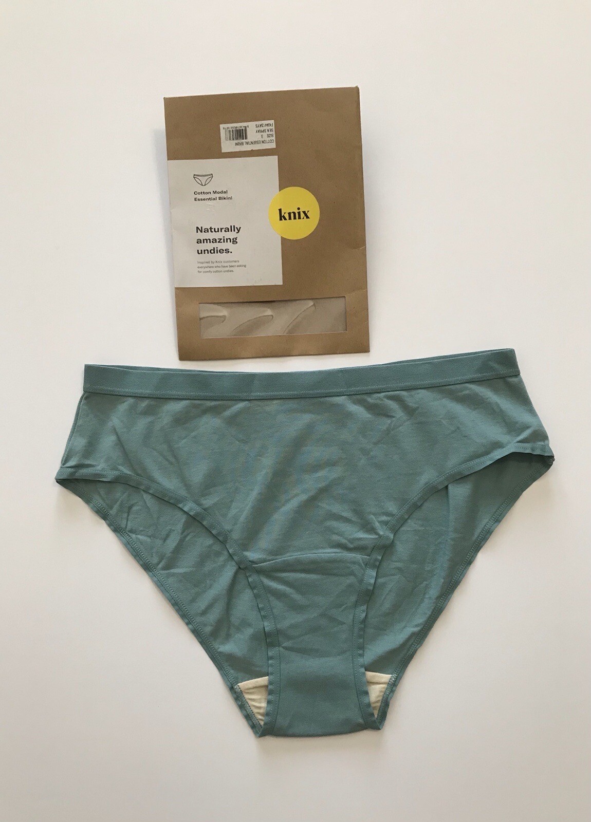 Knix Women’s Cotton Essential Bikini Panties Sz S Sea Spray“No Leak