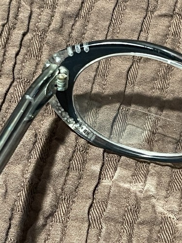 Vintage Eyeglasses Frame Black Rhinestone Frames Made In France 1950s - Picture 9 of 24