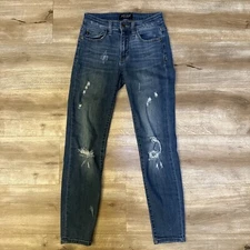 Judy Blue Jeans Womens 1/25 Blue Relaxed Fit Distressed Denim Medium Wash JB