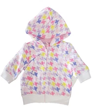 BNWT Girls Mix Baby Size 000 Houndstooth Multi Coloured Zip Front Hoodie Jacket 