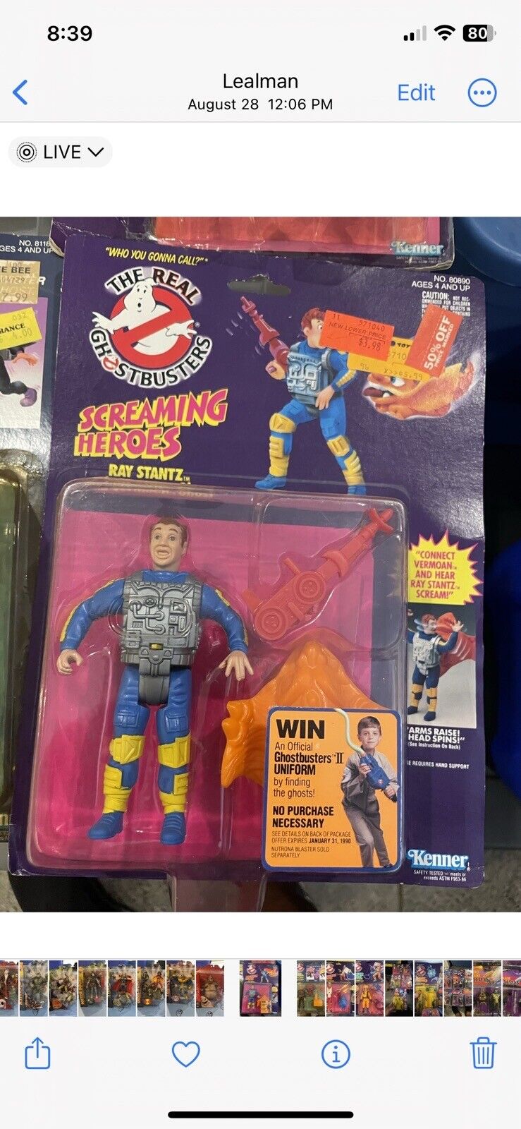 MOC! Ray Stantz Screaming Heroes The Real Ghostbusters 1986 Kenner