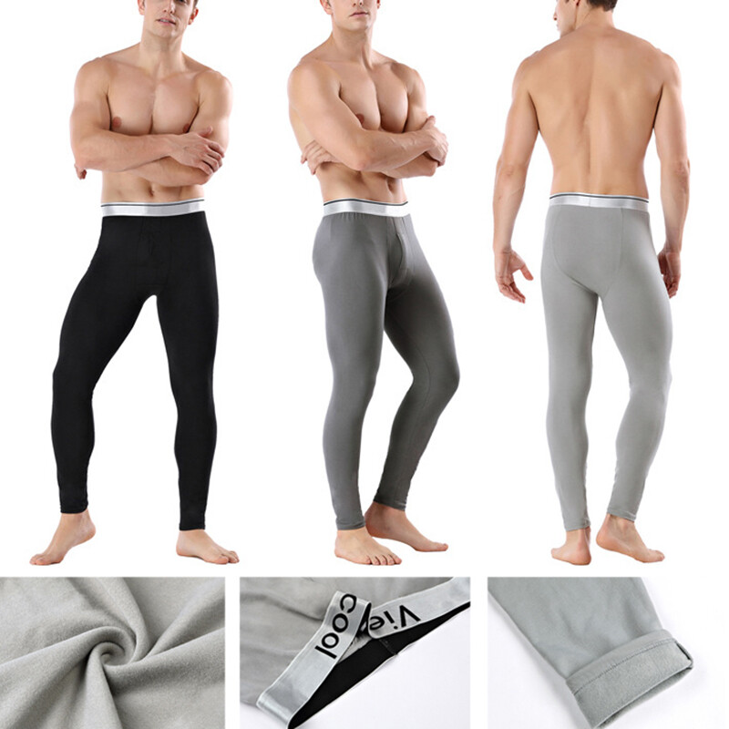 Men's Long Bottom Pants Thermal Underwear Home Pajamas Fleece Lined K ~