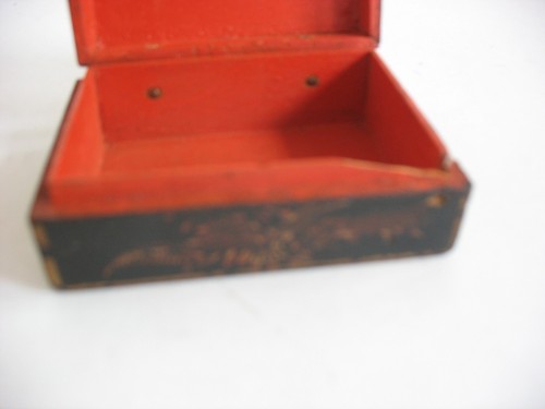 Antique small htpd wooden hinged box Chinese? American? Bird Eagle w brass hinge - Picture 8 of 15