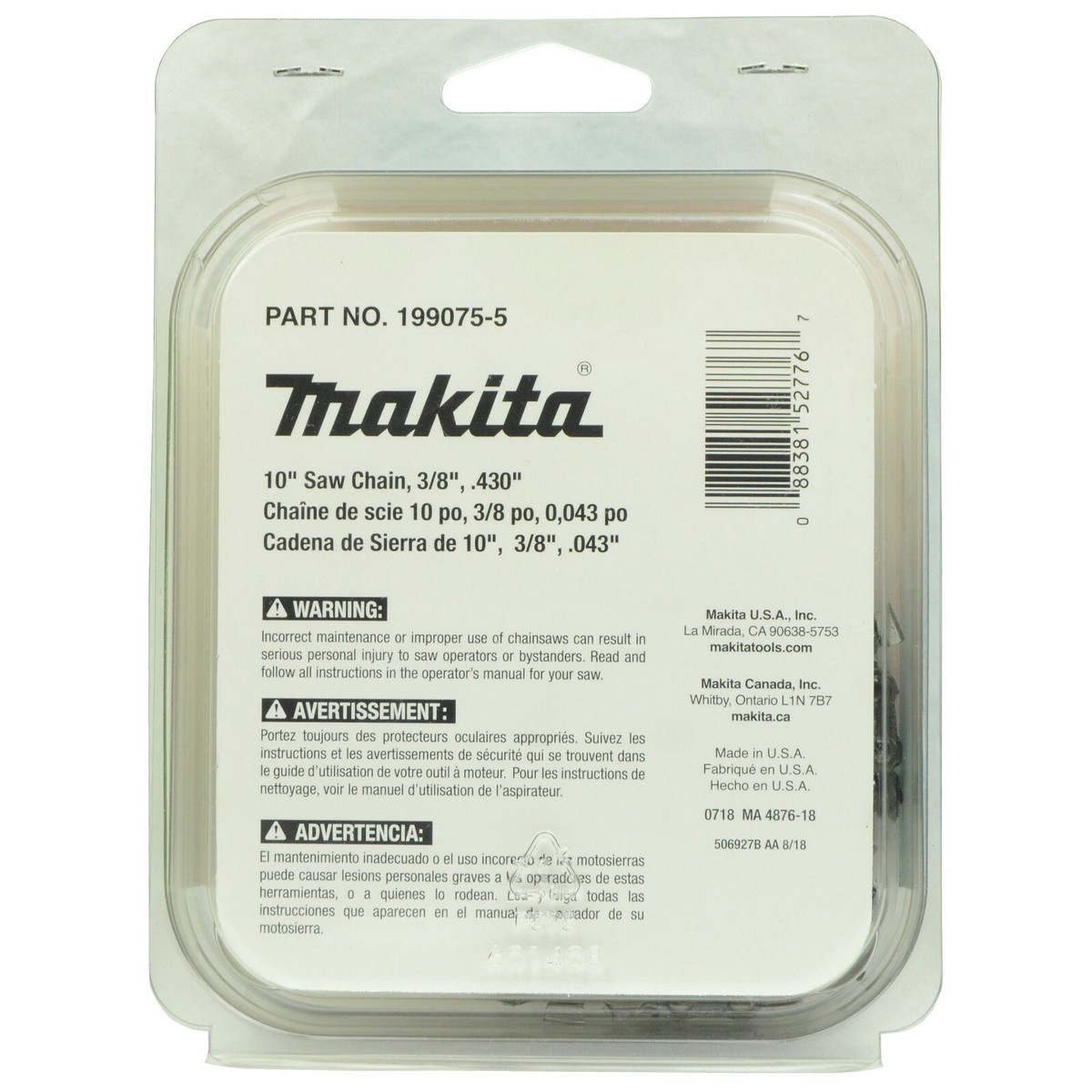 ベルクト5基 Makita 199075-5 10-inch Saw Chain 3/8-inch, .043-inch