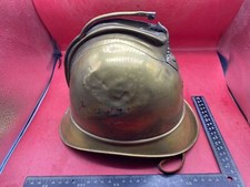 Casco original de bomberos francés de principios de 1900 con forro y barbijo