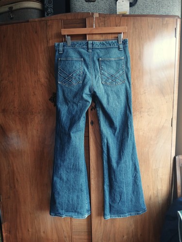 Vintage 1990s Y2K Gap Jeans 10R Faded Dark Blue Wash Low Rise Stretch Bootcut - Picture 3 of 5