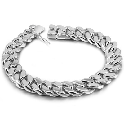 925 Sterling Silver Solid Miami Cuban Link Chain Bracelet for Men  Boys