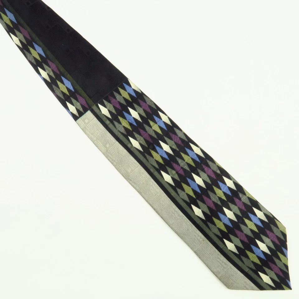 Louis Feraud 男式五颜六色的钻石 Argyle 色块图案 58"x3.75" 进口  — 第 2/4 张图片