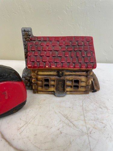 Vintage Log Cabin Cast Iron Coin Bank - Picture 6 of 8