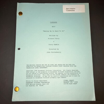 #ad #ad CLUELESS 8 28 96 quot;Making Up Is Hard To Doquot; #007 Blue Production Draft COA $115.00