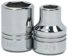 1/2" Drive Shallow Sockets, 6-Point, SAE, High-Polished Chrome Finish, Williams