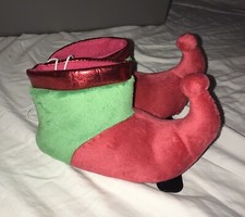 NEW Toddler Girls Super Soft Cushioned Elf Slippers - size 11/12 - Red  Green