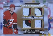 Andrei Svechnikov 2018-19 UD The Cup Rookie Foundations Gold Quad Patch /10
