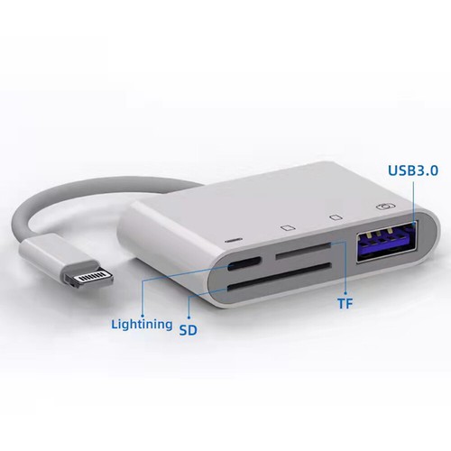 4 in1 USB to Card Reader Adapter USB Camera Micro SD Memory Slot for iPhone iPad - Picture 4 of 12
