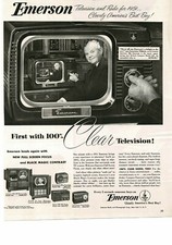 1950 EMERSON Television Model 662 14" Compact TV Vintage Ad 