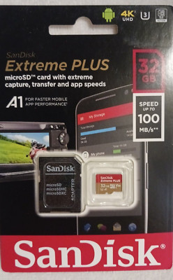 SanDisk 32GB microSD Extreme Capture 100MB/s A1 4K U3  memory card w Adapter
