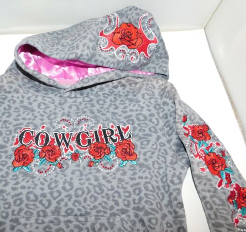 COWGIRL HARDWARE Girls Western Hoodie leopard print w Roses sz XS, 5 - Picture 3 of 6