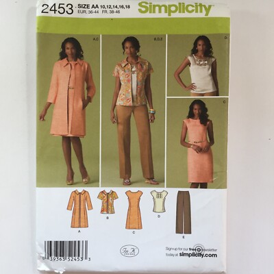 Simplicity 2453 Etuikleid Muscheloberteil Rüschenhose Damen Neu ungeschnittenes Muster