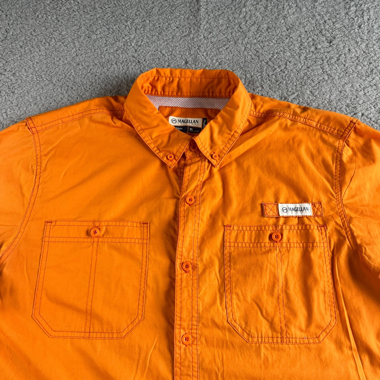 Magellan Men's XL Orange Mag Shield Loose Fit Fishing Camp Shirt