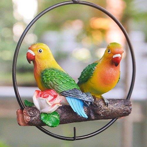 Realistic Double Parrot Statue Resin Sculpture Outdoor Garden Yard Decoration - Picture 3 of 9