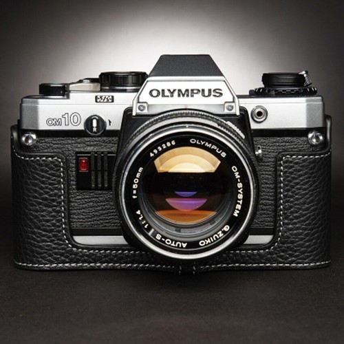 Funda protectora de cuero genuino hecha a mano con media cámara para Olympus OM-1 OM 10 - Imagen 9 de 18