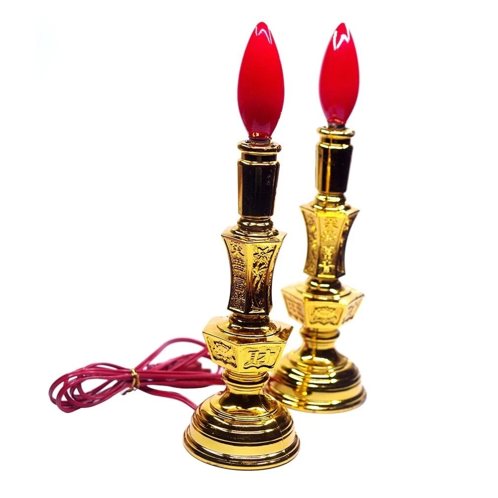 Electric Candle Light with Red LED Lotus Lamp for Bedroom Decoration Warm White