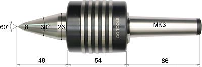 28024 GG-Tools Mitlaufende Körnerspitze mit verlängerter Spitze Morsekegel MK3