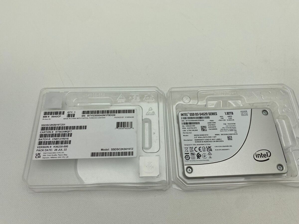 Intel D3-S4520 Series 1.92 TB SSD - SATA 6Gb/s Intel D3-S4520 Series 1.92 TB SSD - SATA 6Gb/s