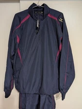 Mizuno Global Elite Windbreaker Jacket & Pants Set Navy/Wine XS-XL