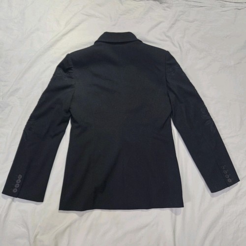 Bloomingdales Womens Blazer Coat W/ Floral Flower Embroidered Sleeves Black Sz 8 - Picture 15 of 19