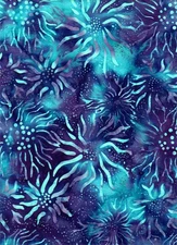 Batik Textiles-#4507-Blue & Teal Floral Print-Batik Textiles-BTY