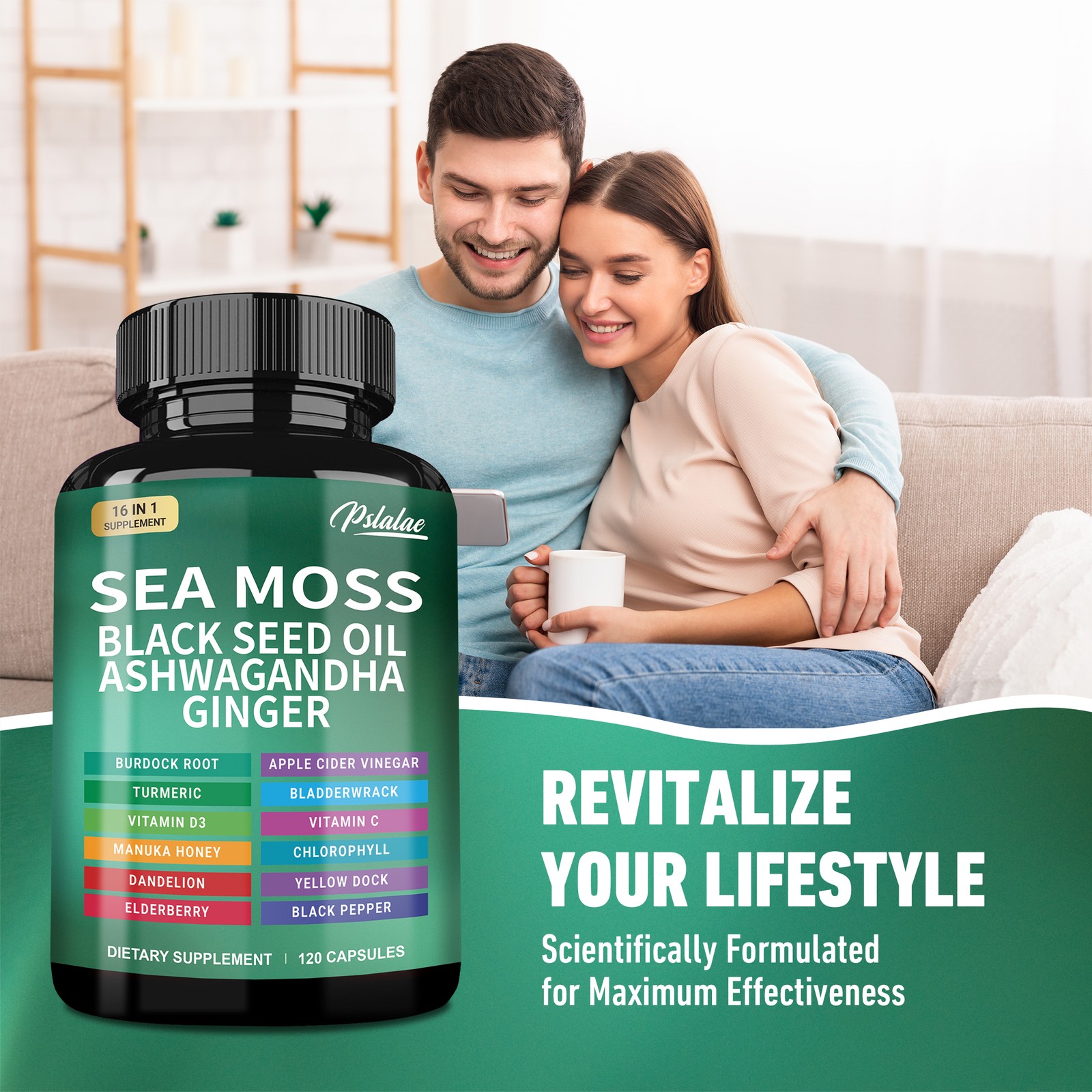 Sea Moss - Black Seed Oil, Ashwagandha,Turmeric, Bladderwrack,Burdock,Dandelion 