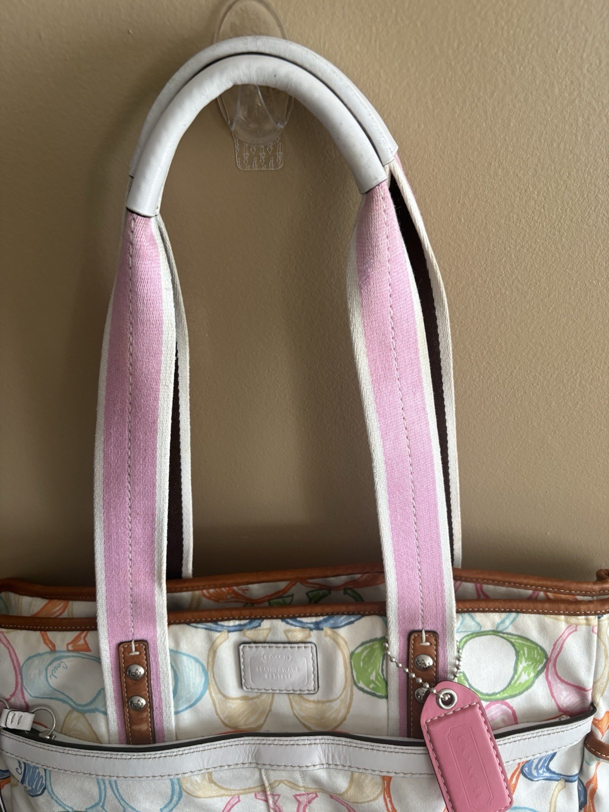 COACH Y2K SCRIBBLE MULTICOLOR C MULTI BABY DIAPER TOTE BAG PINK 10676 RARE image 4