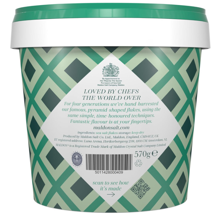 Maldon Salt, Sea Salt Flakes, 20 Oz (570 G), Resealable Tub, Kosher, Natural, Ha