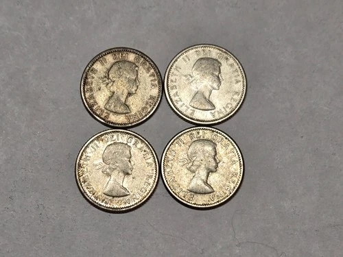 Canadian 80% Silver Dime Coin Lot Of 4