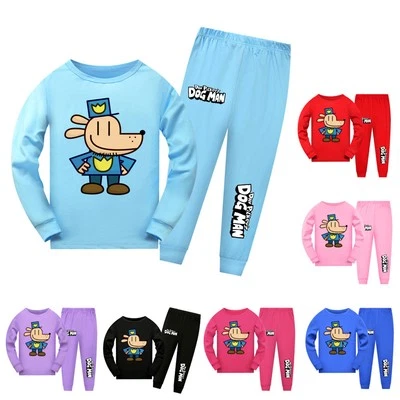Boys Girls World Book Day DOG MAN Nightwear Tops Pants Outfits Pyjamas Pjs Set