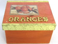 Cardboard Raised Text 7" X 5 1/2" X 4" "Oranges" Storage Box.
