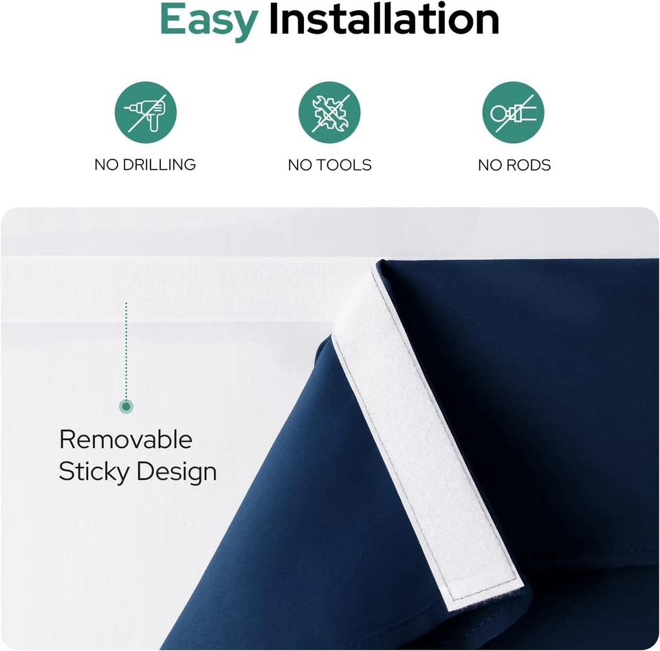 HOMEIDEAS Cortinas Puerta Francesas Azul Marino Privacidad 26W x 40L (Pack de 1), Foto 2 de 4