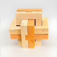 ULT-unite3D Wooden Cube Brain Teaser Puzzle