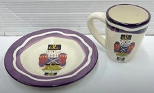 Tabletops Unlimited Holiday Espana Nutcracker Purple White 8.5" Plate & Mug