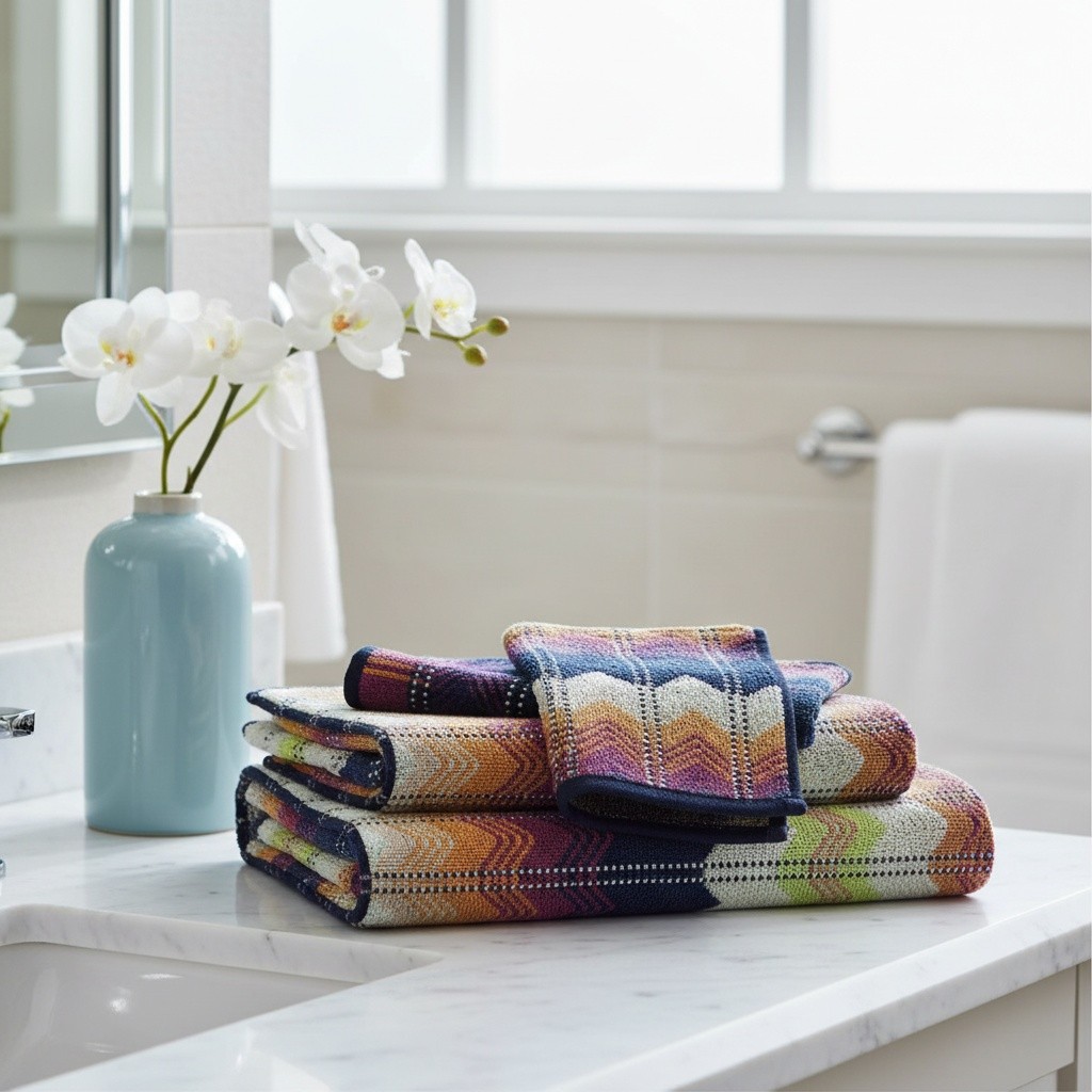 Missoni Towel Set 1 Hand Towel + 1 Guest Towel TRAVIS 100