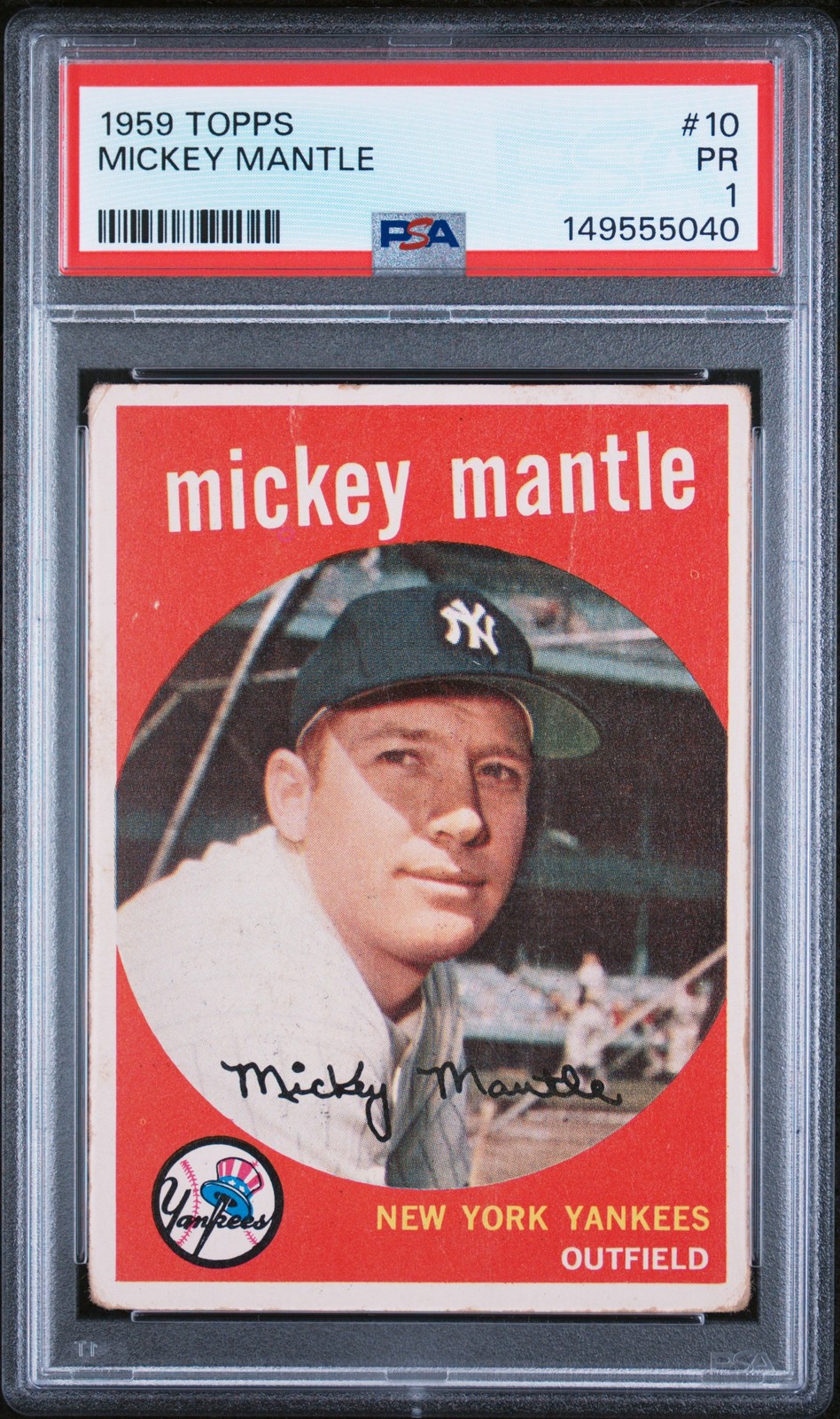 1959 TOPPS #10 MICKEY MANTLE PSA 1